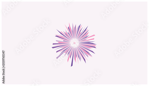 Tableau sur toile Abstract circular design with colorful rays emanating from a central point, showcasing shades of pink and purple