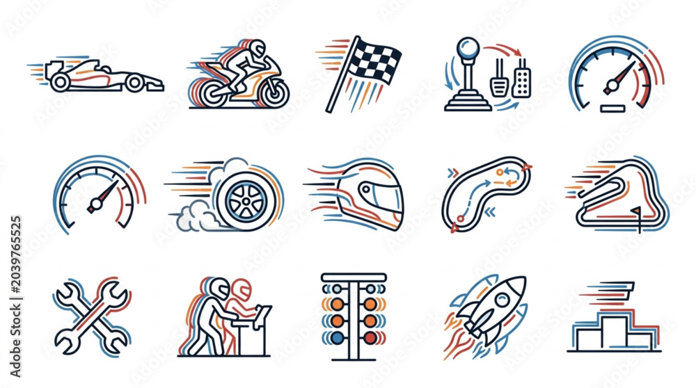 Obraz premium Motorsport and Racing Icons Set