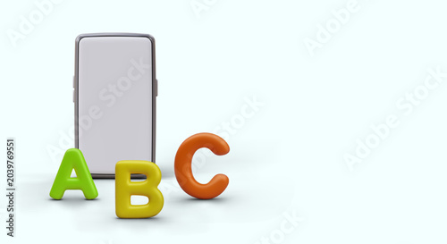 Schilderij op canvas Advertising text application on phone