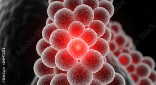 Photos Microscopic view of red blood cells.