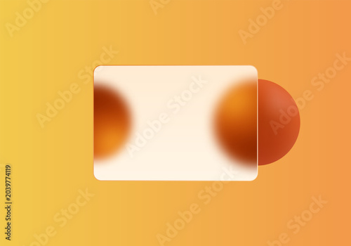 Warm orange background with frosted glass and spheres. Eps 10