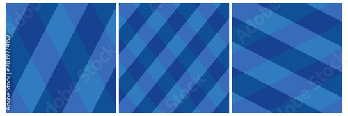 Fotografía Blue argyle plaid pattern square backgrounds set vector