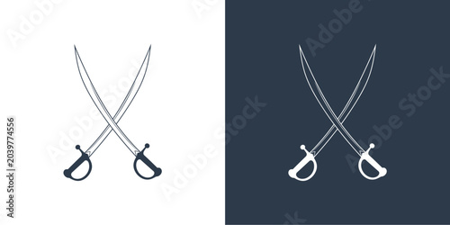 Foto Minimalist crossed sabers swords logo icon set.