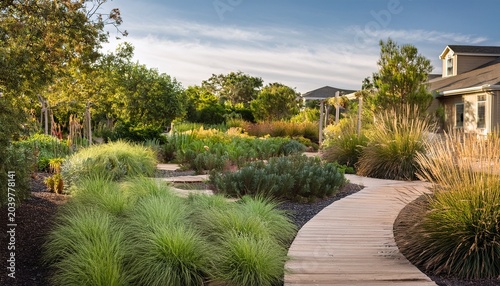 neighborhood pocket park with native plant landscaping community green space featuring indigenous flora design