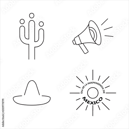 Vibrant Mexican Independence Day Greeting Card Template, Highlighting Isolated Fiesta Cactus Elements, Traditional Papel Picado Banner Graphics.