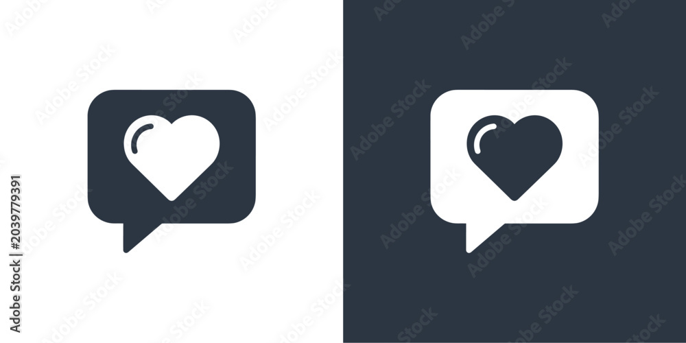 Obraz premium Social media love and heart notification speech bubble icons.