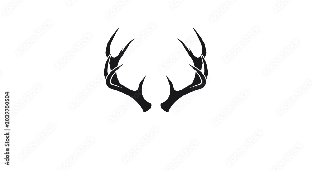 Obraz premium A pair of deer antlers silhouette.