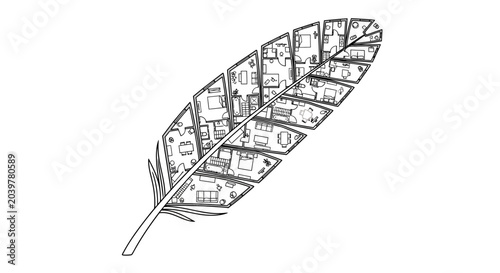 A feather made of city buildings.