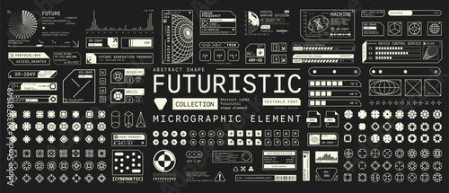 Set of Micrographic element Futuristic UI Cyber Futuristic technology cyberpunk Collection graphic vector design template