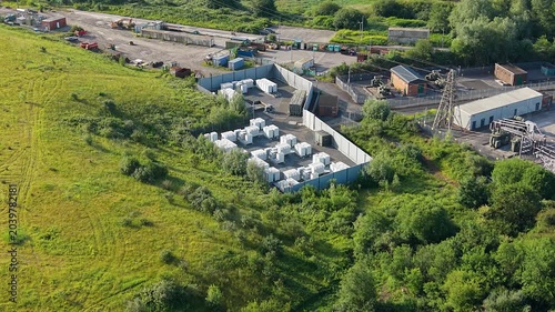 Aerial of BESS Battery Energy Storage System.