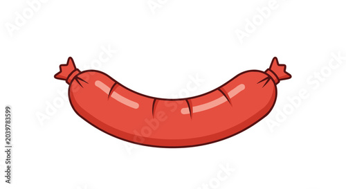 Tasty red grilled sausage with characteristic marks isolated on a white background suitable for food related designs or menus.