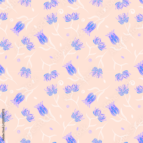 Seamless abstract flower background illustration eps10.Beautiful colourful repeating pattern with flowers made with different brushes.Neat floral pattern for textile print,wallpaper,gift wrapping.