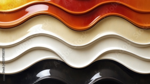 Curvy layers of vivid hues create a stunning visual harmony in modern decor