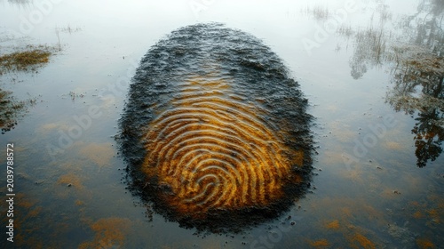 Rippling waters create a beautiful fingerprint design in a serene natural setting
