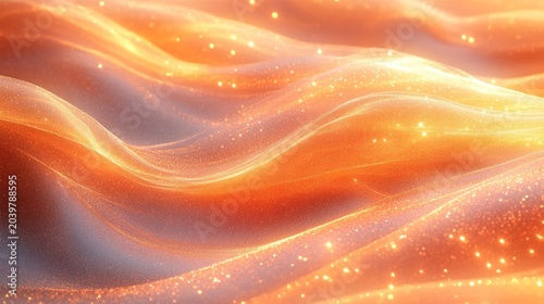 Soft golden waves flow gracefully glowing in warm light creating magic