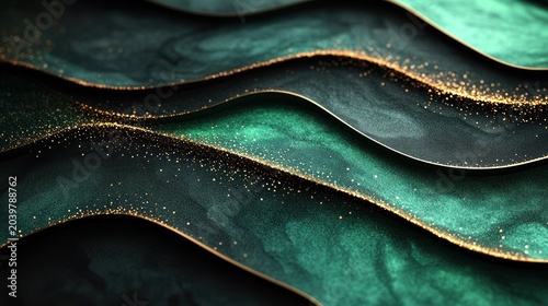 Deep green and sparkling gold blend beautifully creating an elegant scene