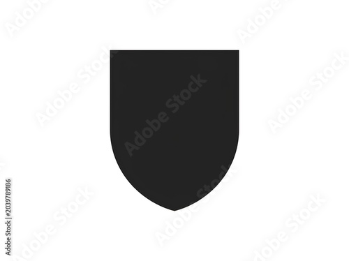 Simple Black Shield Icon on White Background