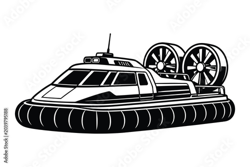 Tableau sur toile Modern hovercraft vehicle on water