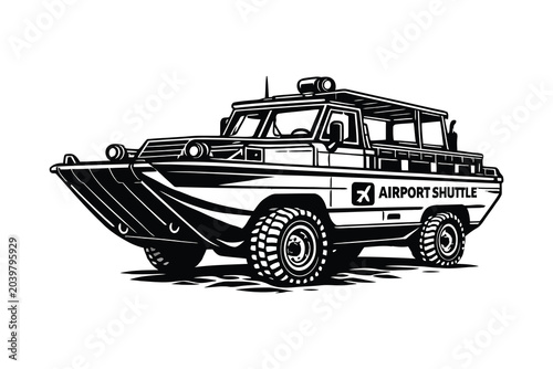 Canvastavla Airport shuttle amphibious vehicle illustration