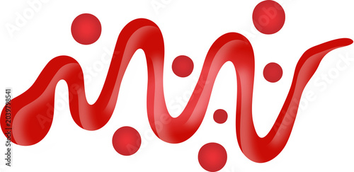 Tableau sur toile Red tomato sauce swirl and drops for food design and culinary applications Ketch