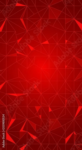 Abstract Red Geometric Pattern Glowing on Digital Polygon Background