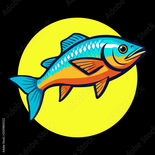 An Illustration of a unique fish with attractive colors, suitable for all business needs.