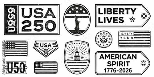 Obraz na plátně Vintage style commemorative badges and emblems with american patriotic themes