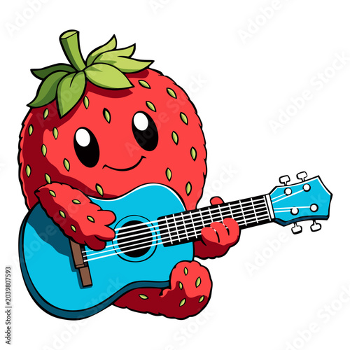 An illustration of strawberries playing music happily, suitable for all business needs.