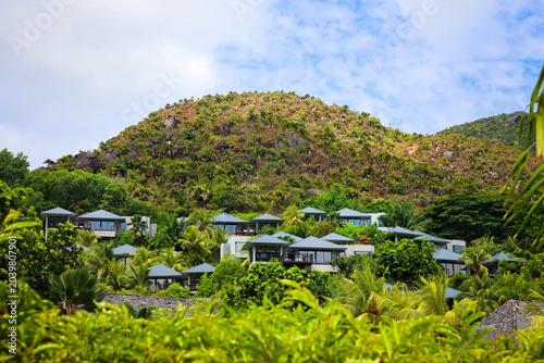 Luxury resort villas on a tropical hillside. Seychelles