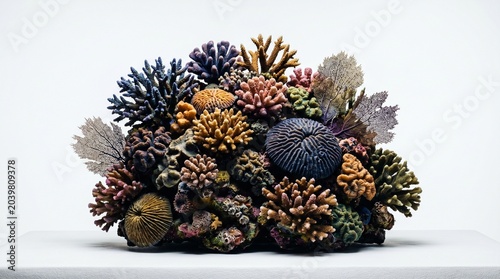 Coral Reef Display, Underwater Ecosystem, Marine Life, Nature Exhibit, Alive in Color, Artistic Perspective, Ocean Conservation
