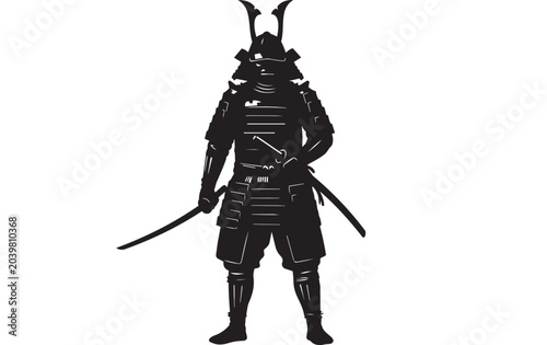 Bild auf Leinwand Black samurai warrior with swords