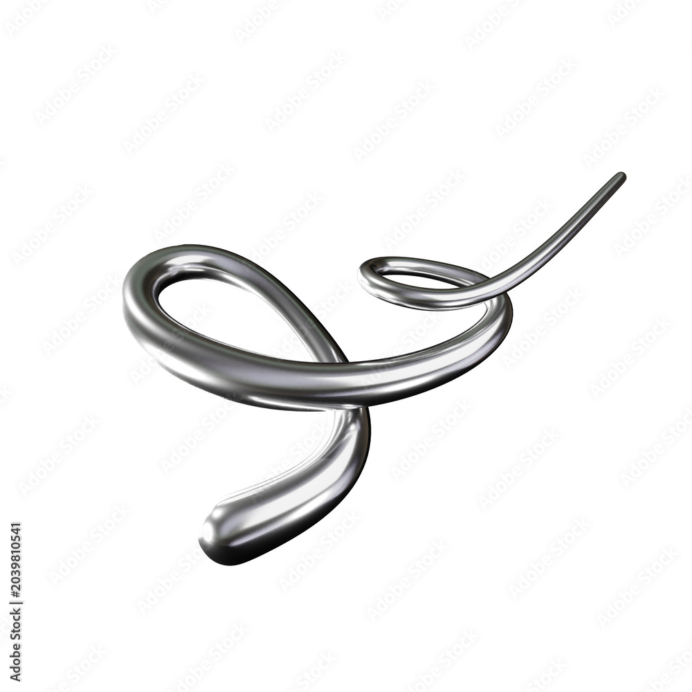 Naklejka premium 3d icon chrome ornament scribble