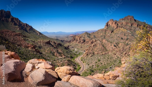 apache trail road as seen from boulder canyon trail in tonto national forest arizona