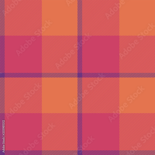 Diagonal fabric background check, fuzzy plaid seamless textile. Independence day texture pattern tartan vector in red and eminence colors.