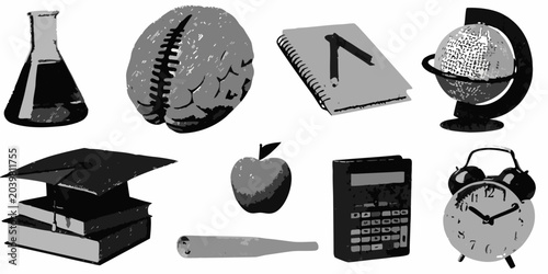 Photos Vintage Education Halftone Set On White Background