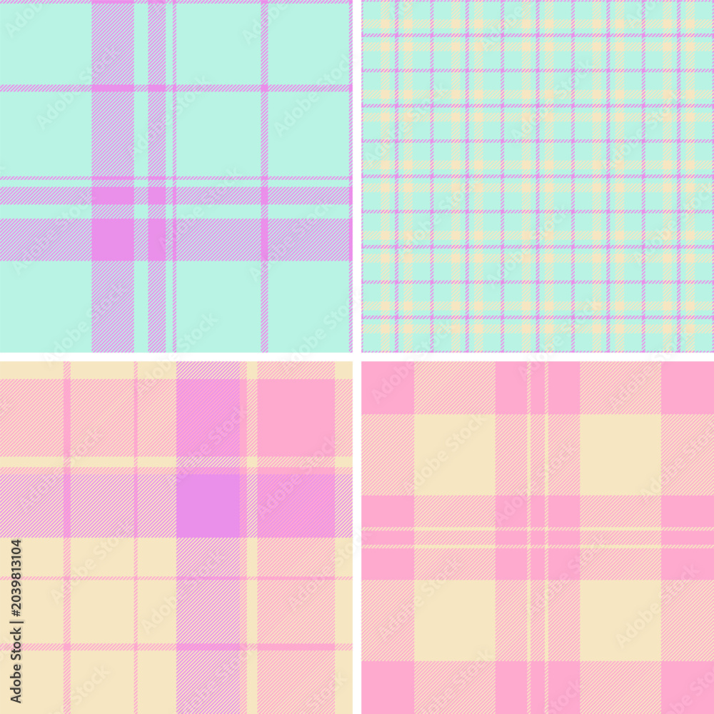 Fototapeta premium Plaid bundle for Independence Day celebrations and casual fashion. Vector patterns enhance shirts, jackets, blankets, scarves, and home decor.