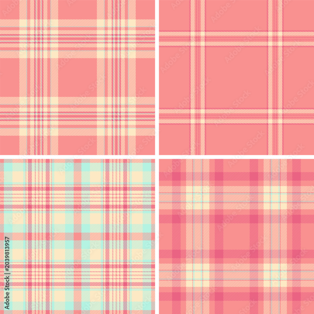 Fototapeta premium Seasonal plaid pattern pack prepared for printable products. Suitable for planners, calendars, and downloads. Seamless vectors maintain alignment.