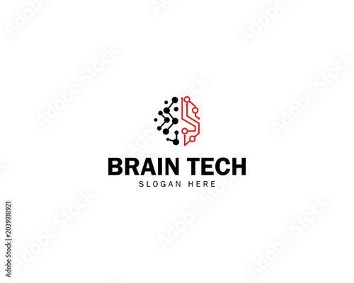digital brain logo, brain tech logo, brain logo