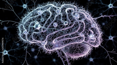 Intricate Neural Network Illustrating Brain Activity