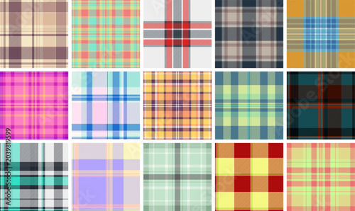 Obraz na plátne Seasonal plaid pattern set inspired by cozy home atmospheres