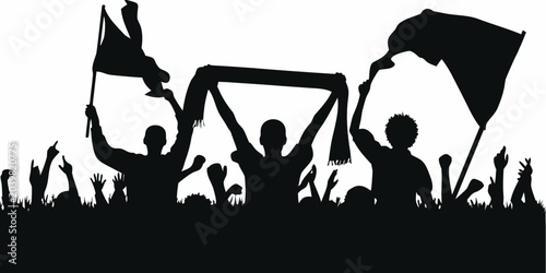 Foto football crowd silhouette on white background black