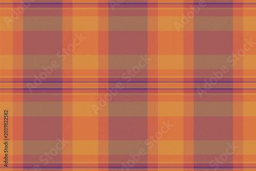Father seamless check plaid, chinese new year texture vector pattern. Gift tartan textile background fabric in orange and purple colors.