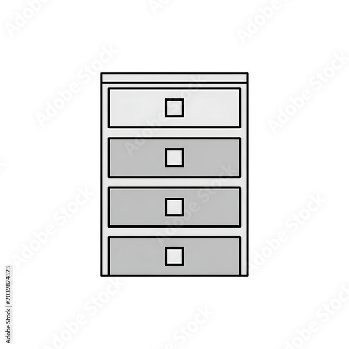Minimalist Four Drawer Storage Cabinet Illustration.