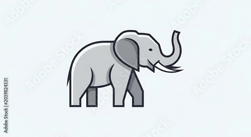 Minimalist Elephant Illustration on Light Background.