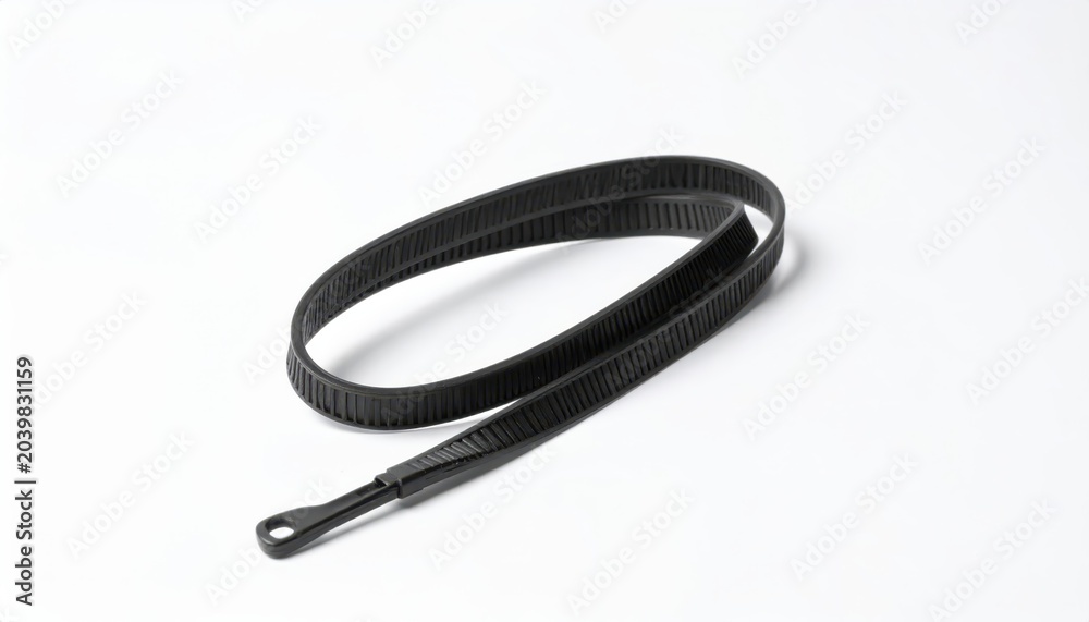 Naklejka premium Heavy duty black zip tie restraint coiled for security purposes