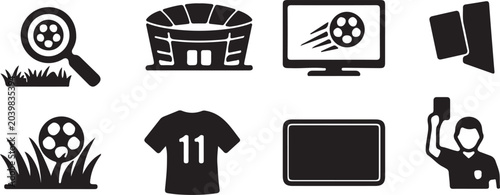 Black film and sports icons on white background