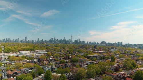 Toronto Bloor Lansdowne Residential Skyline Spring Aerial Drone 4K