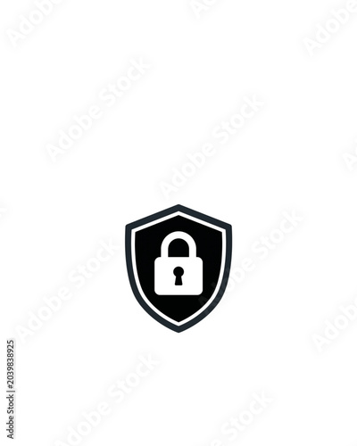 Security Shield with Padlock Icon Vector Illustration