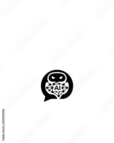 Artificial Intelligence Chatbot Icon with Neural Network Vector