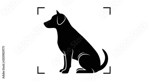Εκτύπωση καμβά Black dog sitting on the floor.
